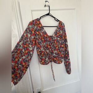 H&M Floral long sleeve crop top